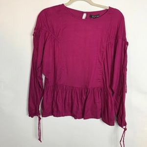 Reserved YFL Women’s Fuchsia Pink Long Tie Sleeve Ruffle Blouse Top UK 8 / EU 36